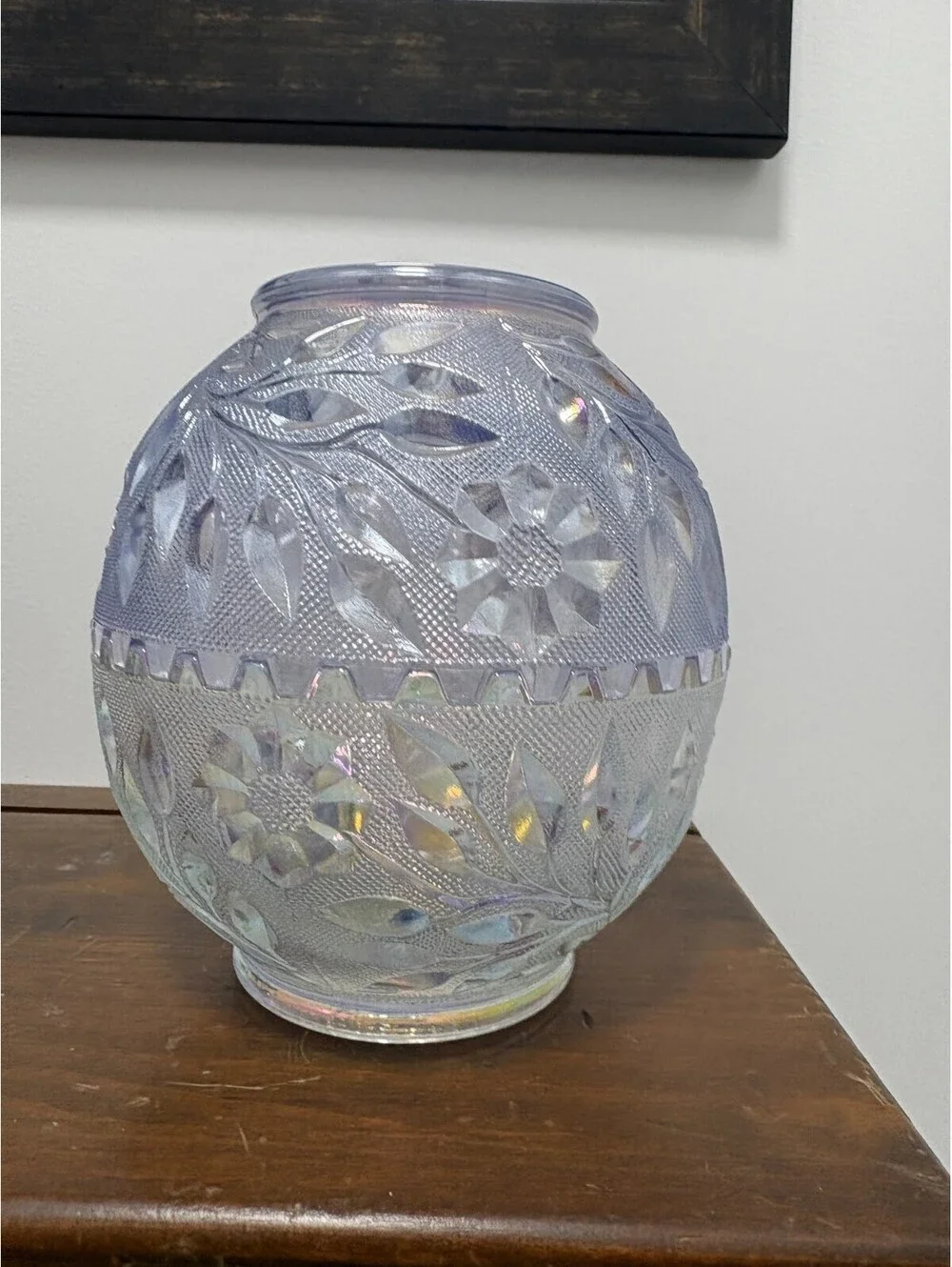 Mismatch Westmoreland Fairy Lamp Purple Carnival Top, Clear Carnival Bottom READ